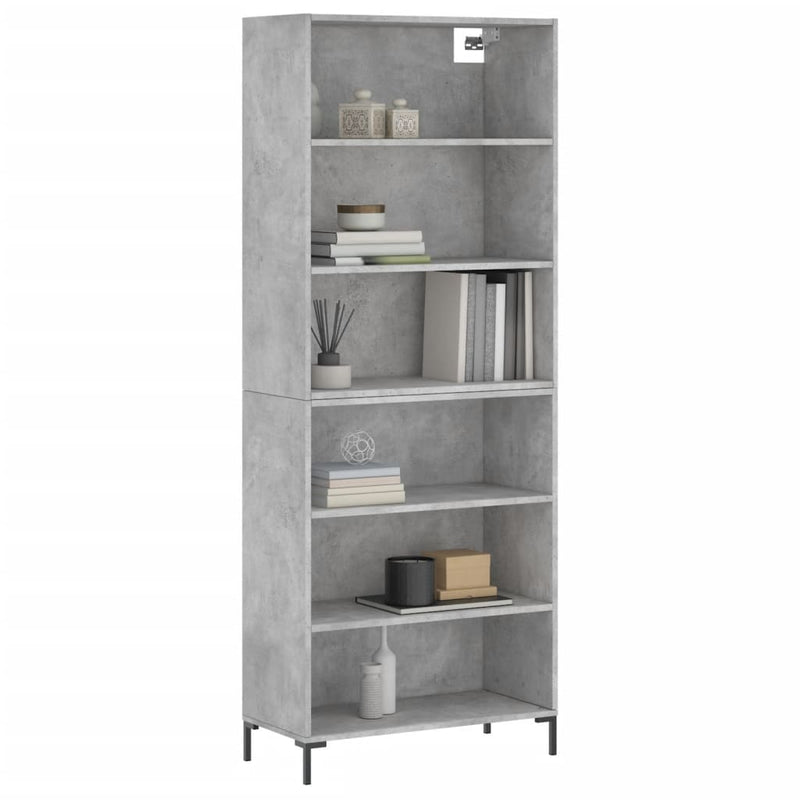 Dulap înalt, gri beton, 69,5x32,5x180 cm, lemn compozit