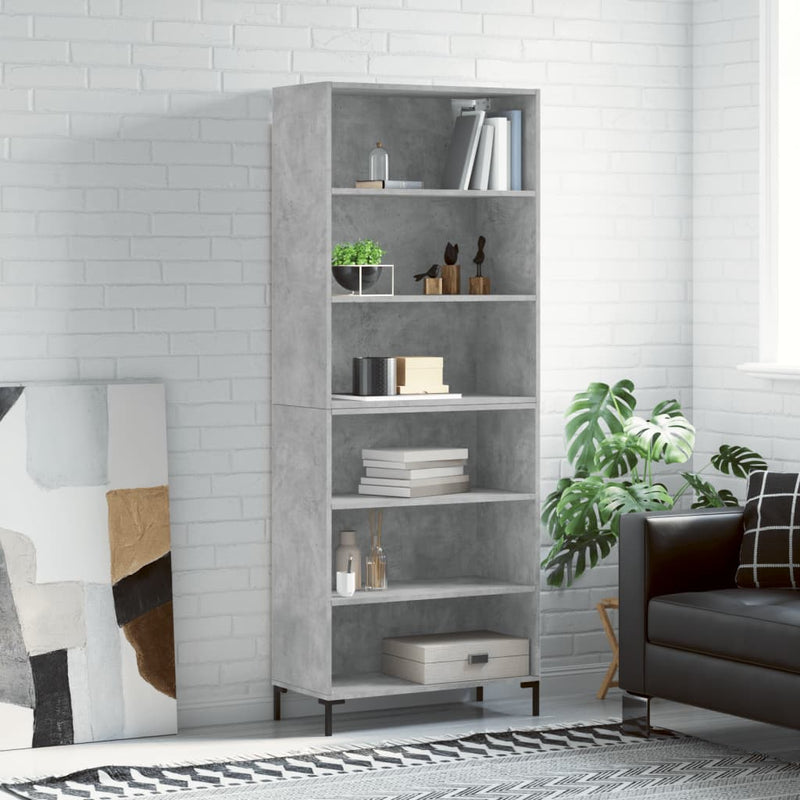 Dulap înalt, gri beton, 69,5x32,5x180 cm, lemn compozit