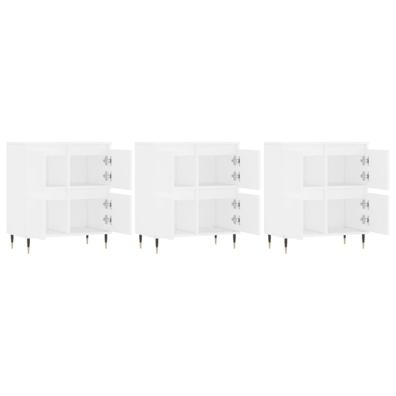 Servante, 3 piese, alb, lemn prelucrat