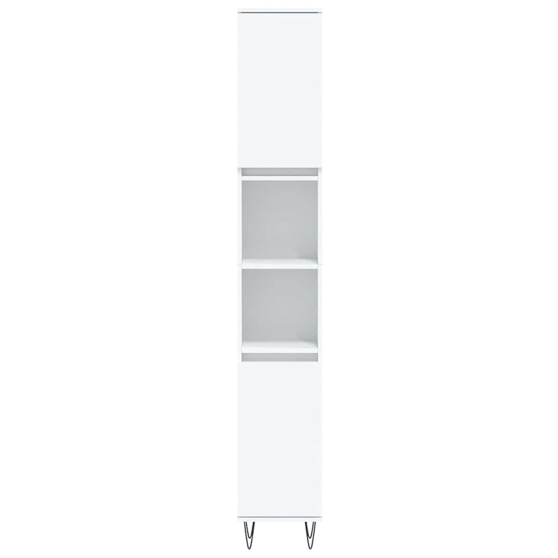 Set mobilier de baie, 3 piese, alb, lemn compozit