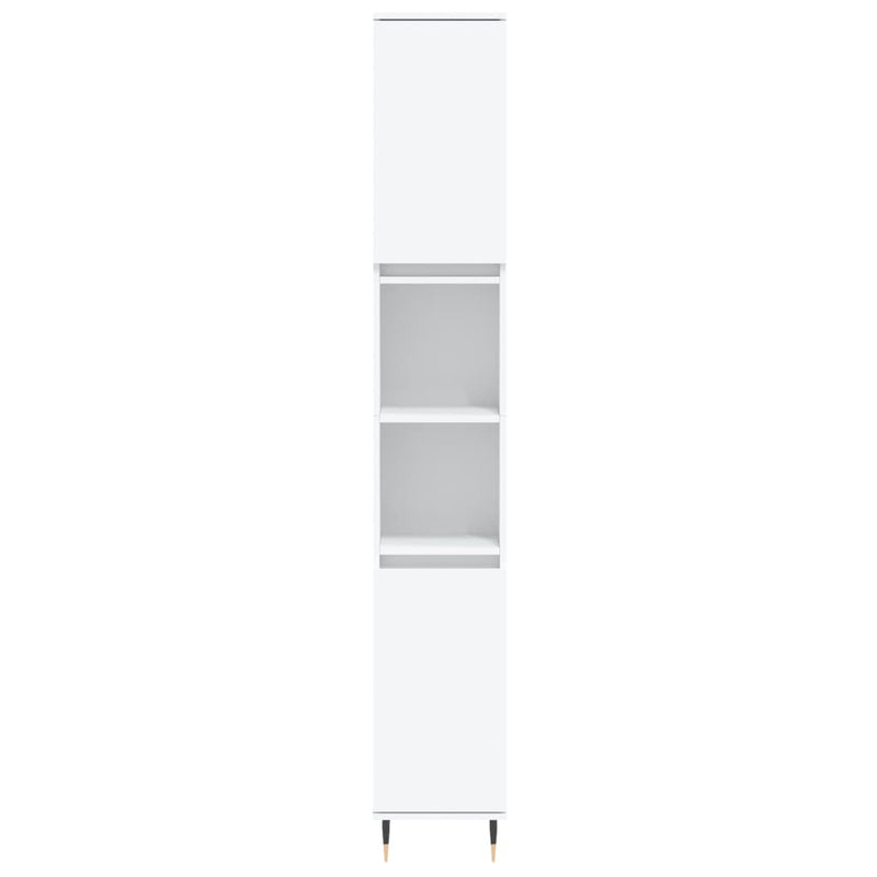 Set mobilier de baie, 3 piese, alb, lemn compozit