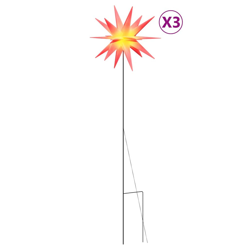 Lumini de Crăciun cu LED/țăruș, 3 buc., roșu, 57 cm, pliabil