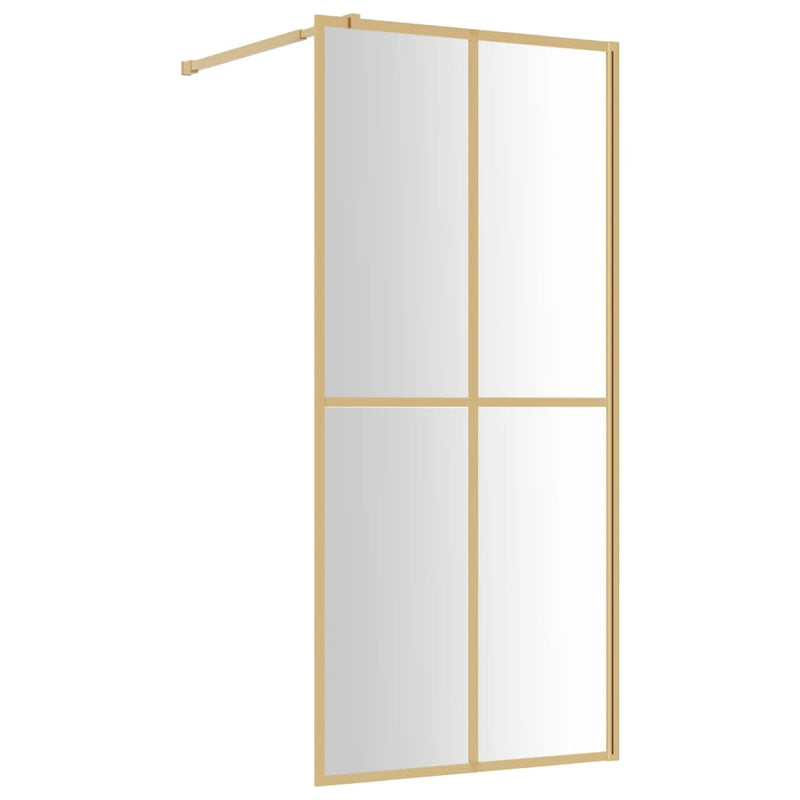 Paravan de duș walk-in auriu, 90x195 cm sticlă ESG transparentă