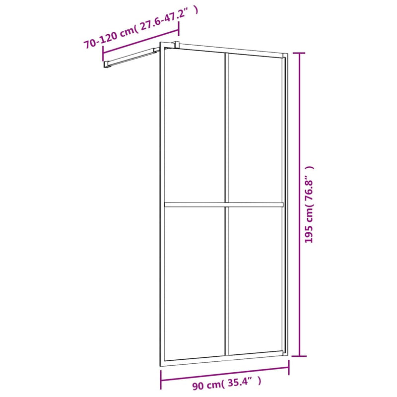 Paravan de duș walk-in auriu, 90x195 cm sticlă ESG transparentă