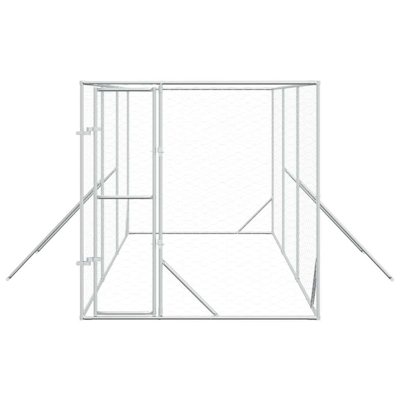 Padoc de exterior pentru câini argintiu 2x6x2 m oțel galvanizat