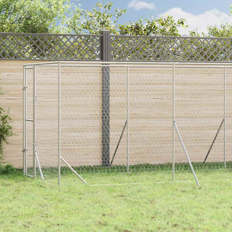 Padoc de exterior pentru câini argintiu 2x6x2 m oțel galvanizat