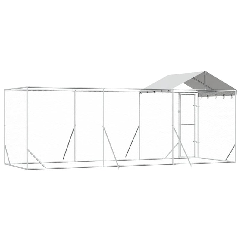 Padoc de exterior cu acoperiș argintiu 6x2x2,5m oțel galvanizat