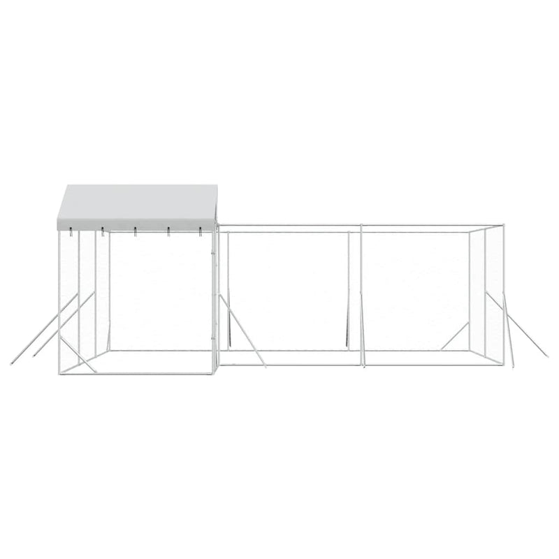 Padoc de exterior cu acoperiș argintiu 6x6x2,5m oțel galvanizat