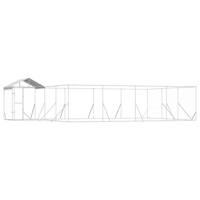 Padoc exterior cu acoperiș argintiu 10x6x2,5 m oțel galvanizat