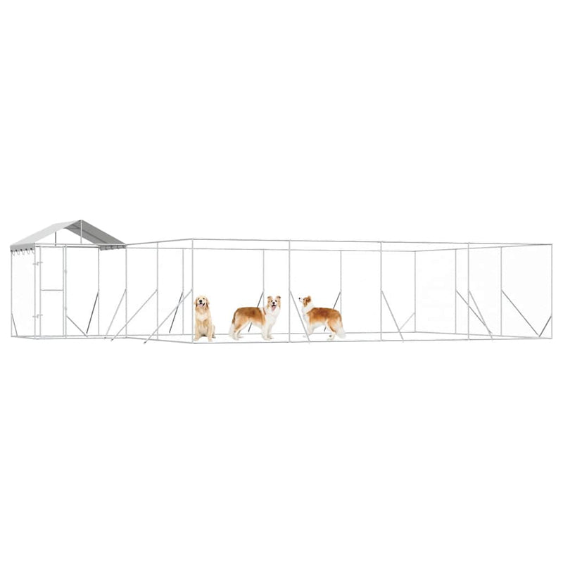 Padoc exterior cu acoperiș argintiu 10x6x2,5 m oțel galvanizat