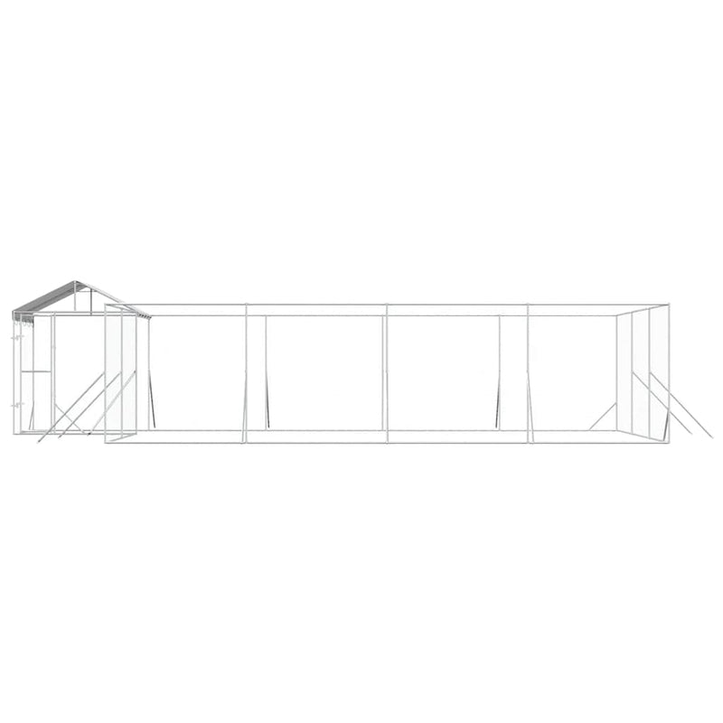Padoc exterior cu acoperiș argintiu 10x6x2,5 m oțel galvanizat
