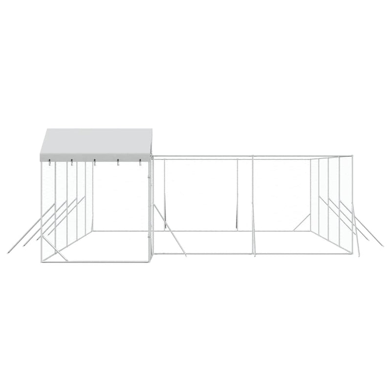 Padoc exterior cu acoperiș argintiu 10x6x2,5 m oțel galvanizat
