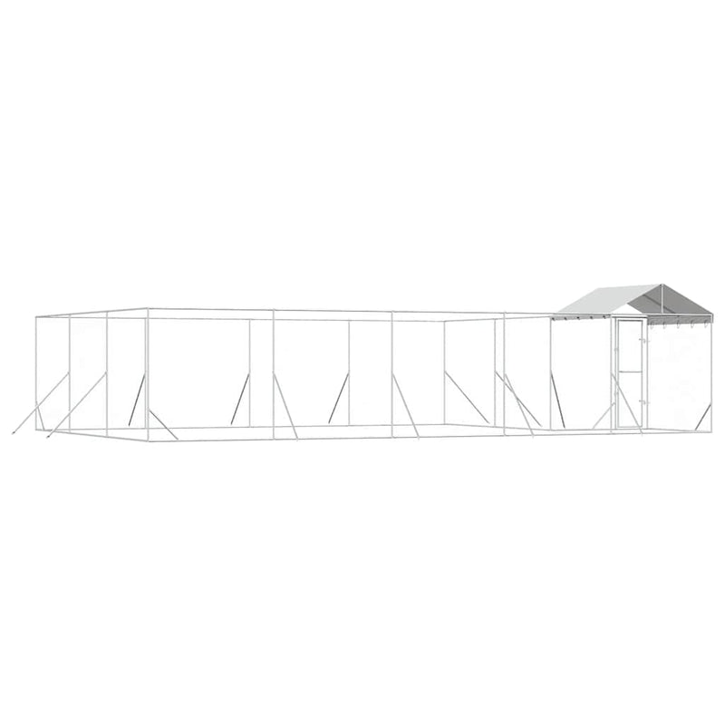 Padoc exterior cu acoperiș argintiu 10x6x2,5 m oțel galvanizat