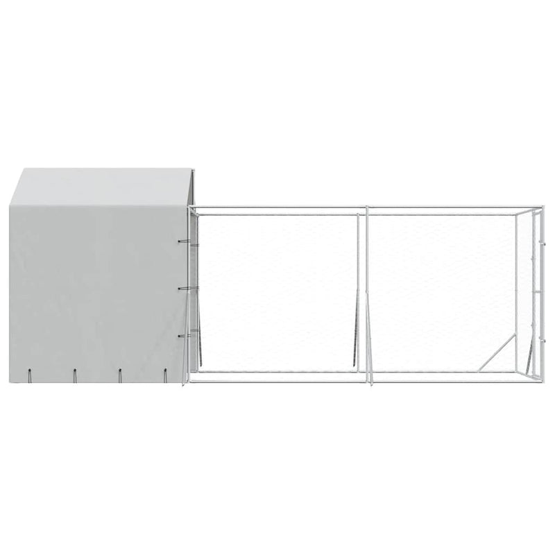 Padoc de exterior cu acoperiș argintiu 2x6x2,5m oțel galvanizat