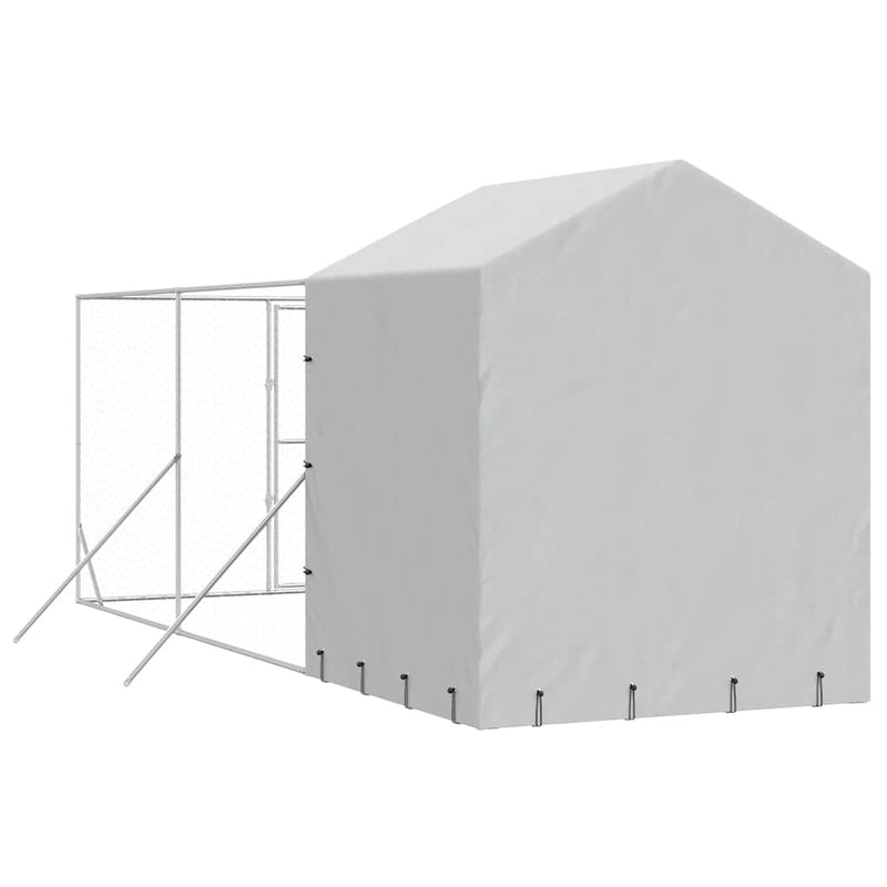 Padoc de exterior cu acoperiș argintiu 2x6x2,5m oțel galvanizat