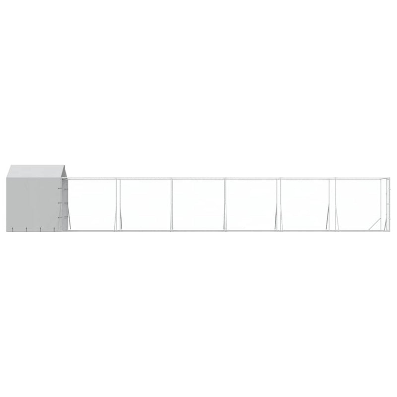 Padoc exterior cu acoperiș argintiu 2x14x2,5 m oțel galvanizat