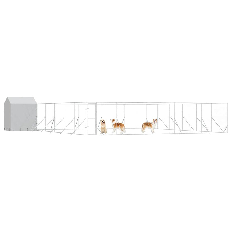 Padoc exterior cu acoperiș argintiu 12x12x2,5 m oțel galvanizat