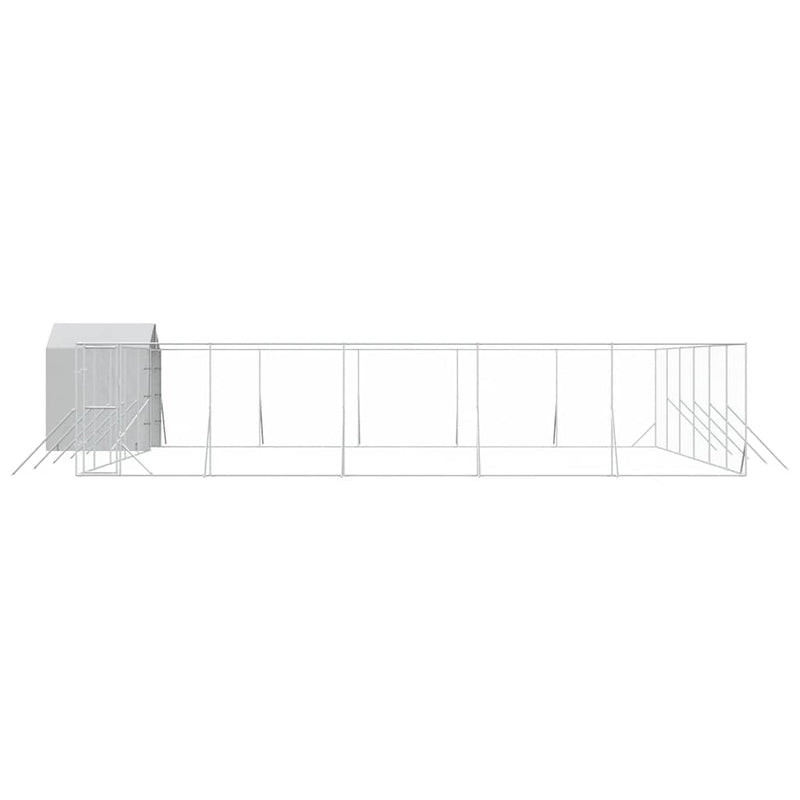 Padoc exterior cu acoperiș argintiu 12x12x2,5 m oțel galvanizat