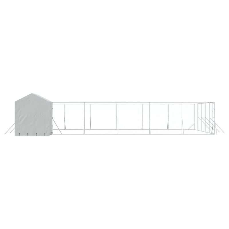 Padoc exterior cu acoperiș argintiu 12x12x2,5 m oțel galvanizat
