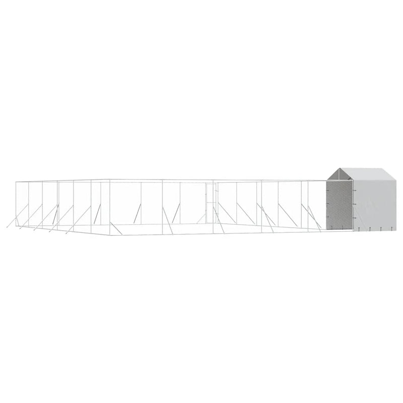 Padoc exterior cu acoperiș argintiu 12x12x2,5 m oțel galvanizat