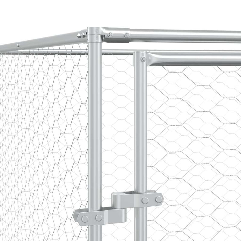 Padoc exterior cu acoperiș argintiu 12x12x2,5 m oțel galvanizat