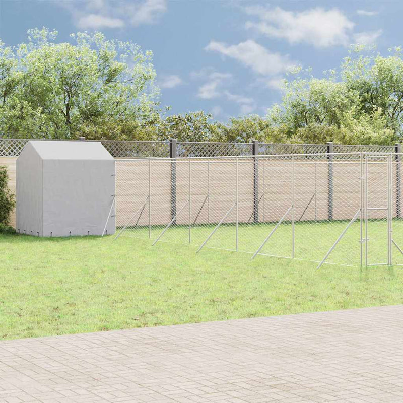 Padoc exterior cu acoperiș argintiu 12x12x2,5 m oțel galvanizat
