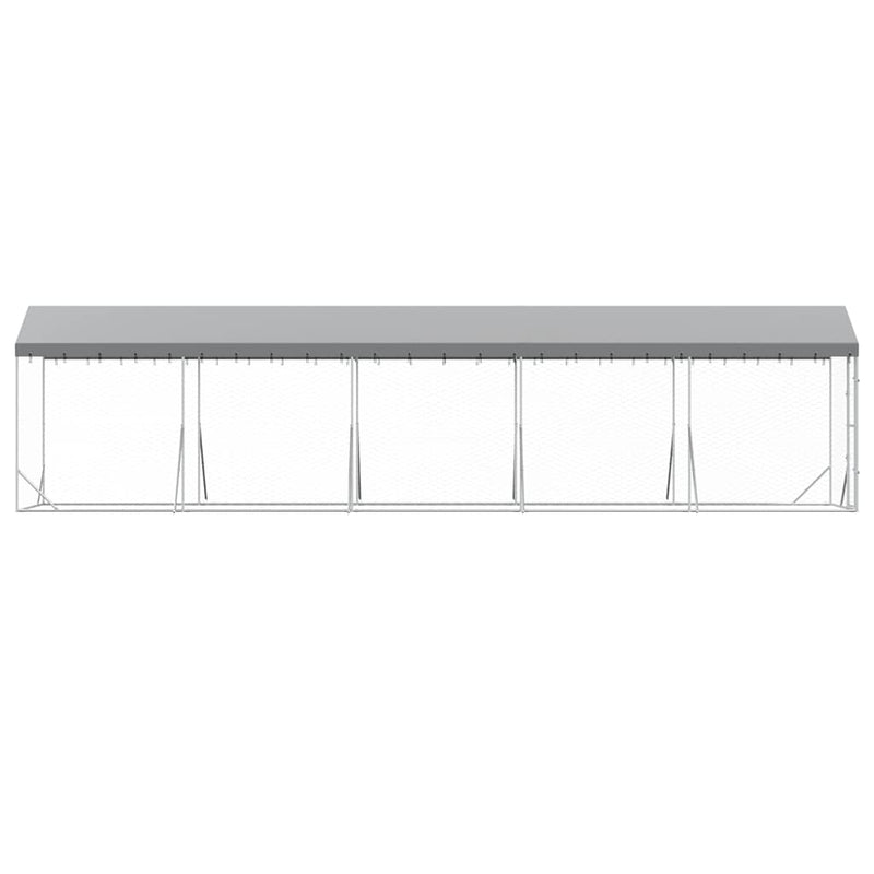 Padoc exterior cu acoperiș argintiu 2x10x2,5 m oțel galvanizat