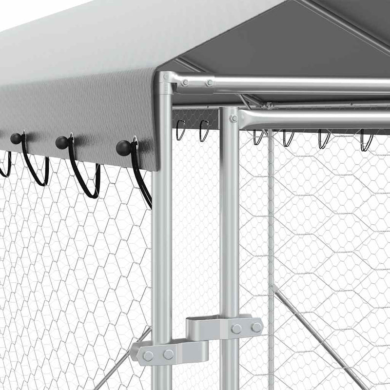 Padoc exterior cu acoperiș argintiu 2x10x2,5 m oțel galvanizat