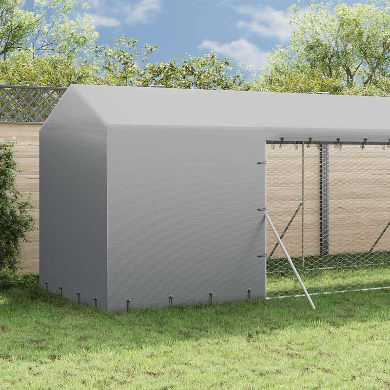 Padoc de exterior cu acoperiș argintiu 2x6x2,5m oțel galvanizat