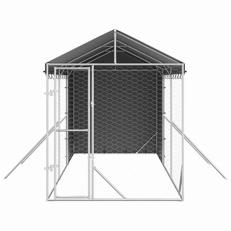 Padoc de exterior cu acoperiș argintiu 2x6x2,5m oțel galvanizat