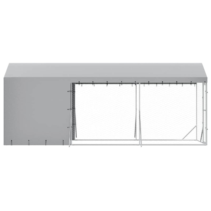 Padoc de exterior cu acoperiș argintiu 2x6x2,5m oțel galvanizat