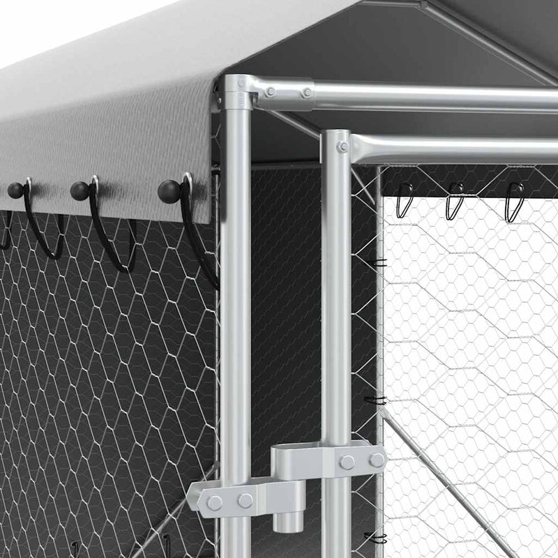 Padoc de exterior cu acoperiș argintiu 2x6x2,5m oțel galvanizat