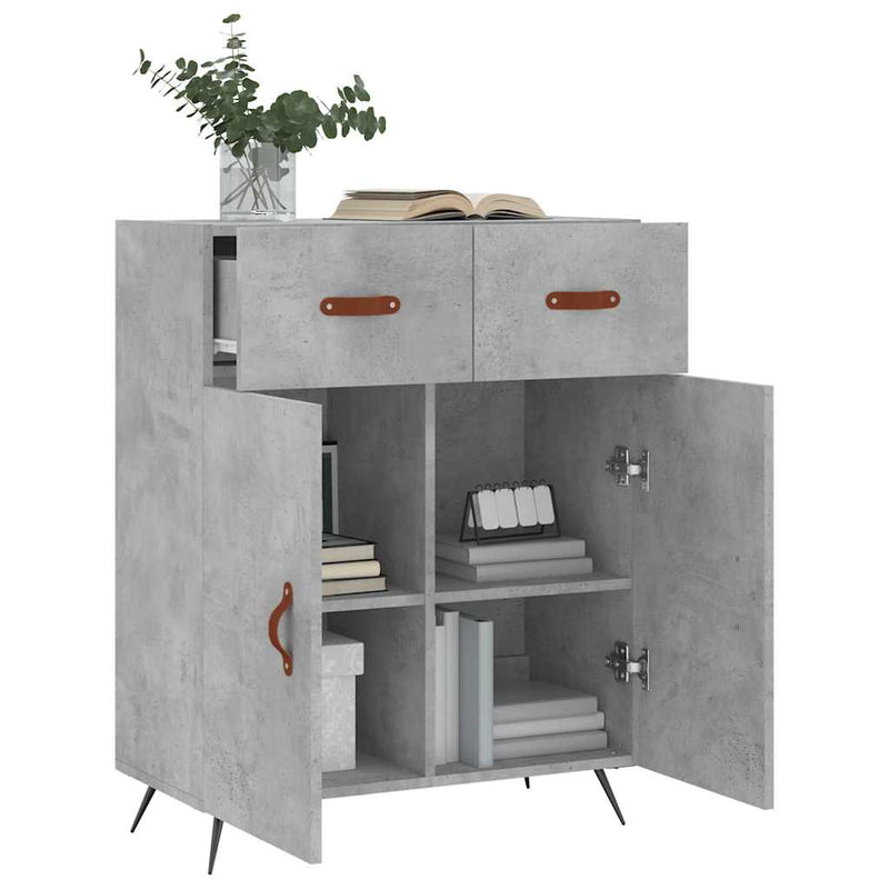 Dulap, gri beton, 69,5x34x90 cm, lemn compozit