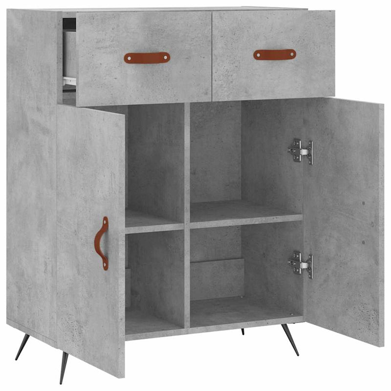Dulap, gri beton, 69,5x34x90 cm, lemn compozit