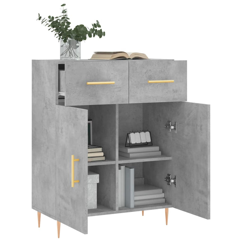 Dulap, gri beton, 69,5x34x90 cm, lemn compozit