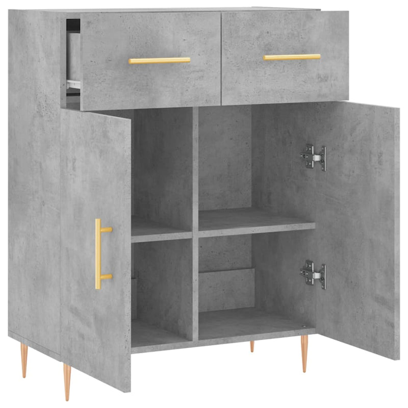 Dulap, gri beton, 69,5x34x90 cm, lemn compozit