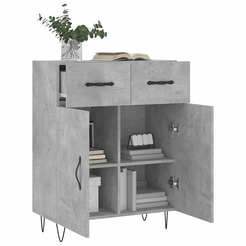 Dulap, gri beton, 69,5x34x90 cm, lemn compozit