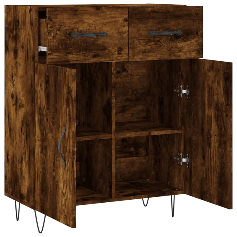 Dulap, stejar fumuriu, 69,5x34x90 cm, lemn compozit
