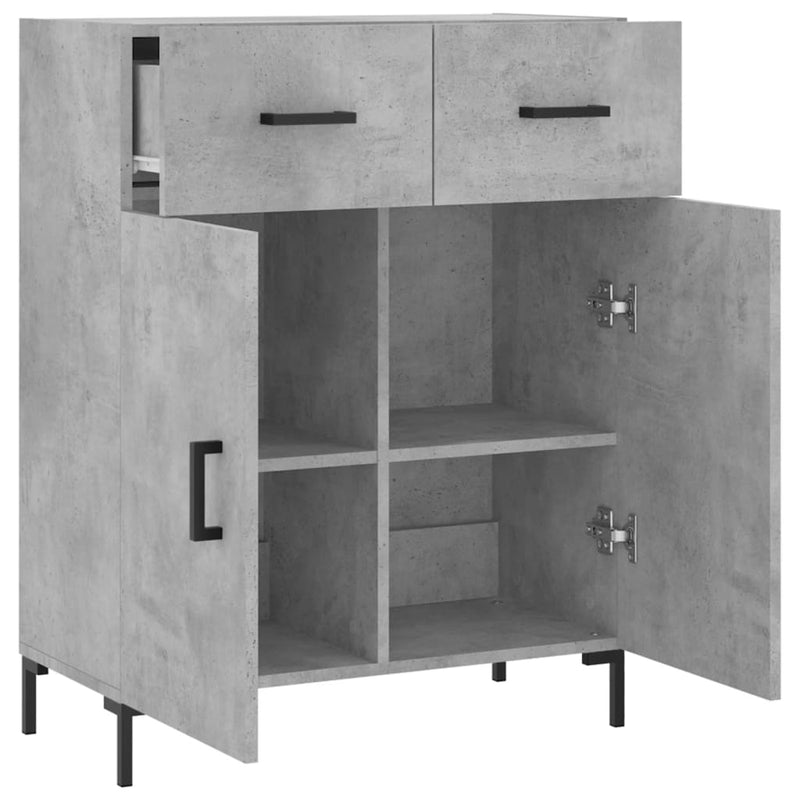 Dulap, gri beton, 69,5x34x90 cm, lemn compozit