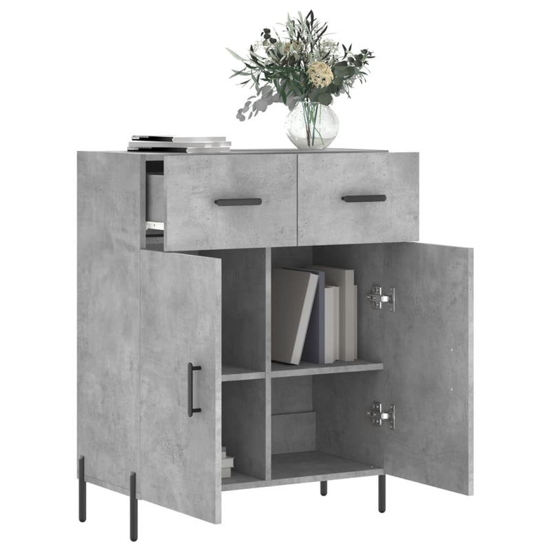 Dulap, gri beton, 69,5x34x90 cm, lemn compozit