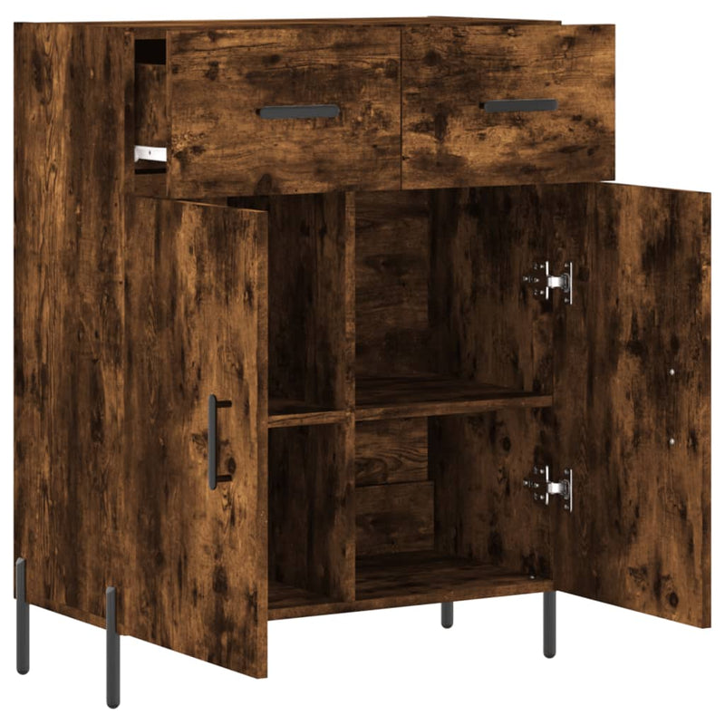 Dulap, stejar fumuriu, 69,5x34x90 cm, lemn compozit