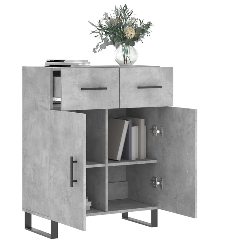 Dulap, gri beton, 69,5x34x90 cm, lemn compozit