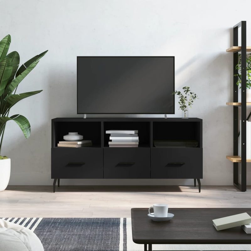 Dulap TV, negru, 102x36x50 cm, lemn prelucrat