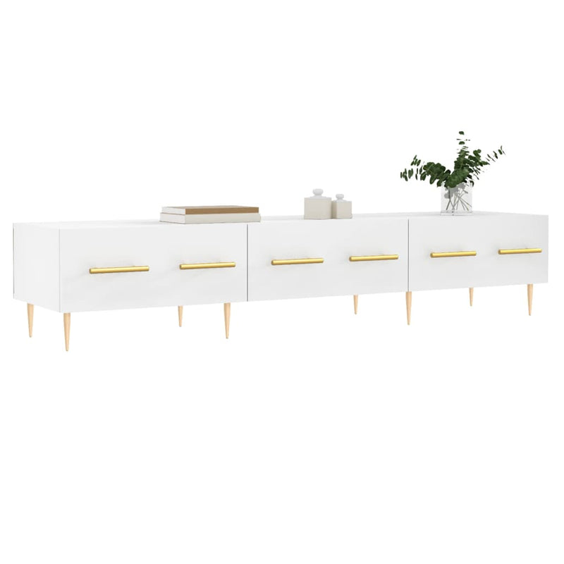 Comodă TV, alb, 150x36x30 cm, lemn prelucrat
