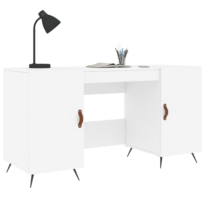 Birou, alb, 140x50x75 cm, lemn compozit