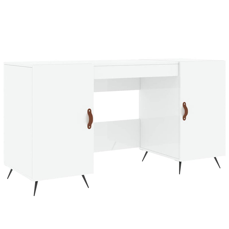 Birou, alb extralucios, 140x50x75 cm, lemn compozit