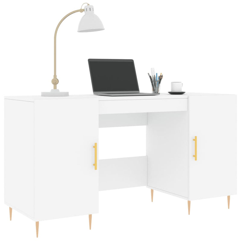 Birou, alb, 140x50x75 cm, lemn compozit