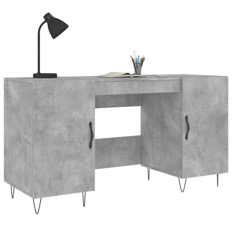 Birou, gri beton, 140x50x75 cm, lemn compozit