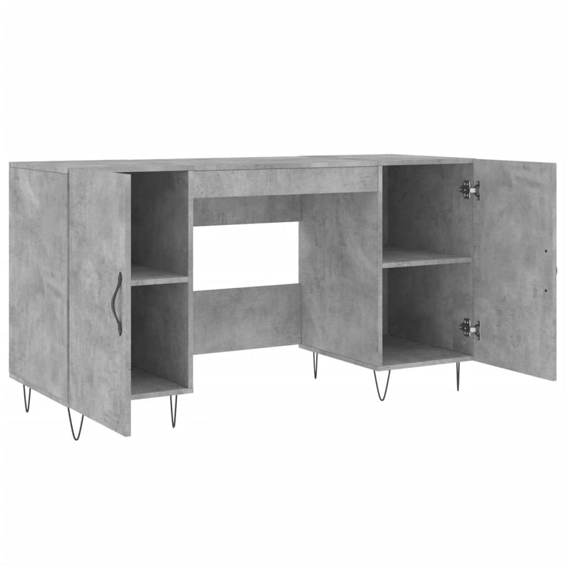 Birou, gri beton, 140x50x75 cm, lemn compozit