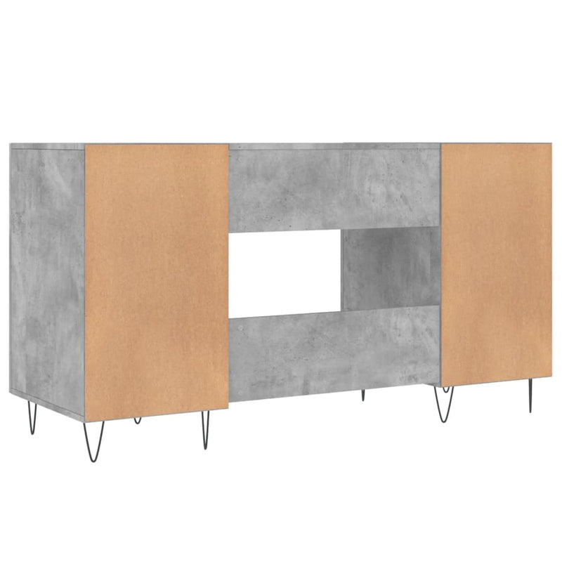 Birou, gri beton, 140x50x75 cm, lemn compozit